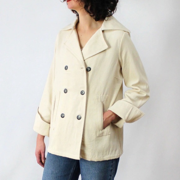 Beyond Threads Bridgette Cotton Canvas Peacoat Jacket cream white - Picture 1 of 10